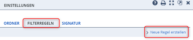 Filterregel erstellen